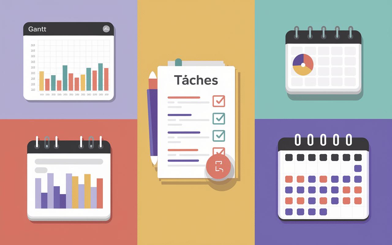 Interface MS Project avec diagramme de Gantt