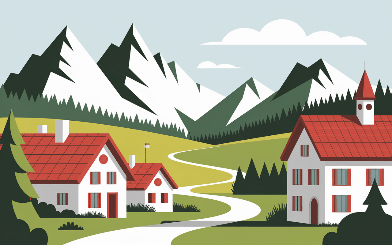 Oze village alpin stylisé