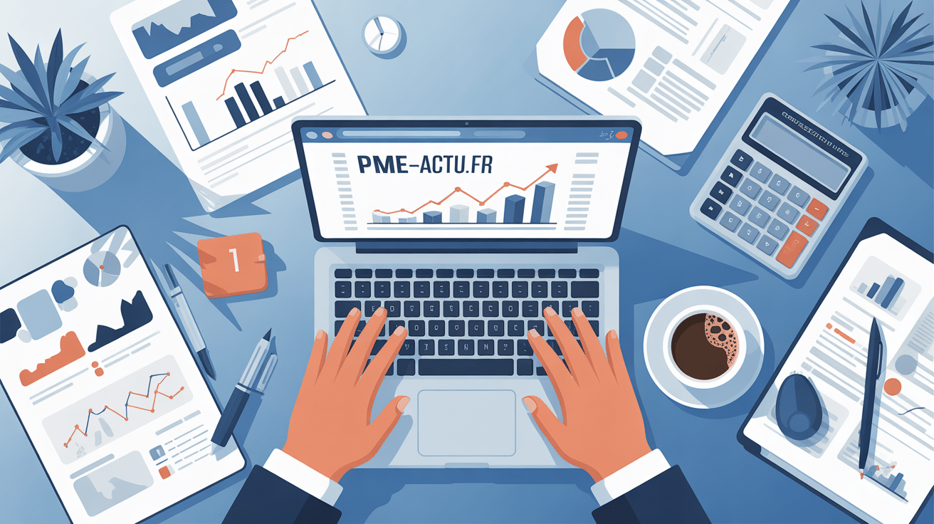 Illustration moderne bureau d'entreprise avec PME-Actu.fr