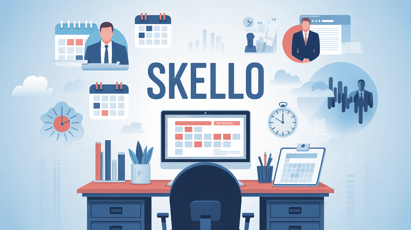 Bureau avec ordinateur affichant Skello