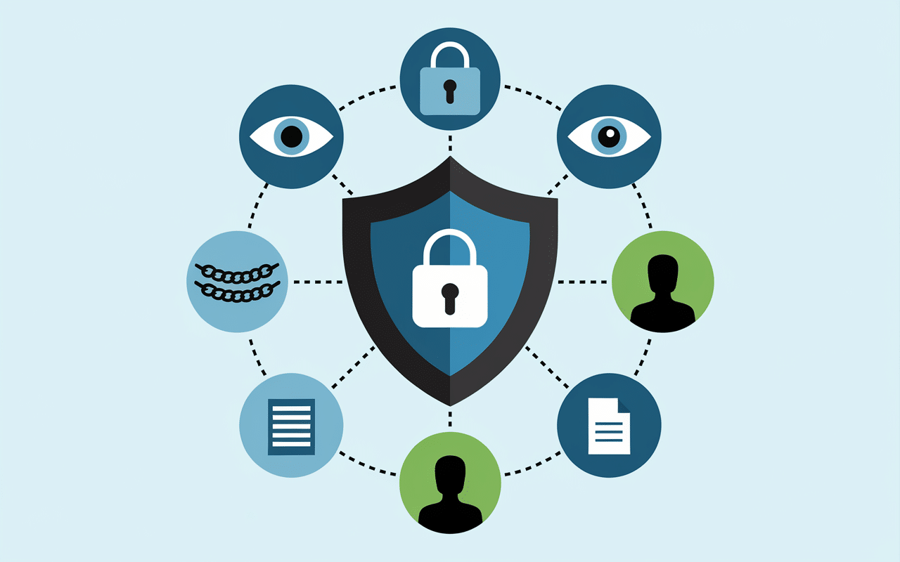 Bouclier de sécurité avec icônes de confidentialité