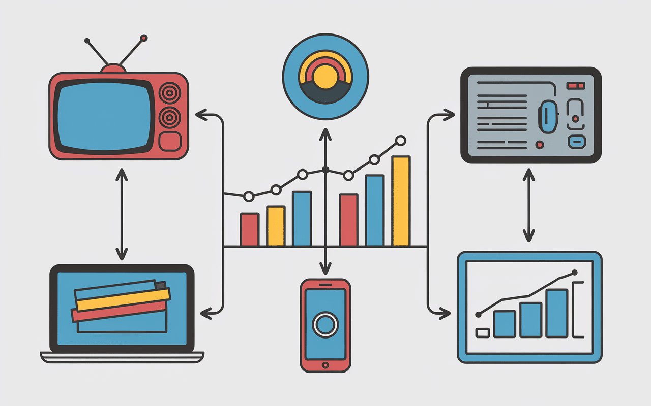 Schéma conceptuel des canaux MMM marketing