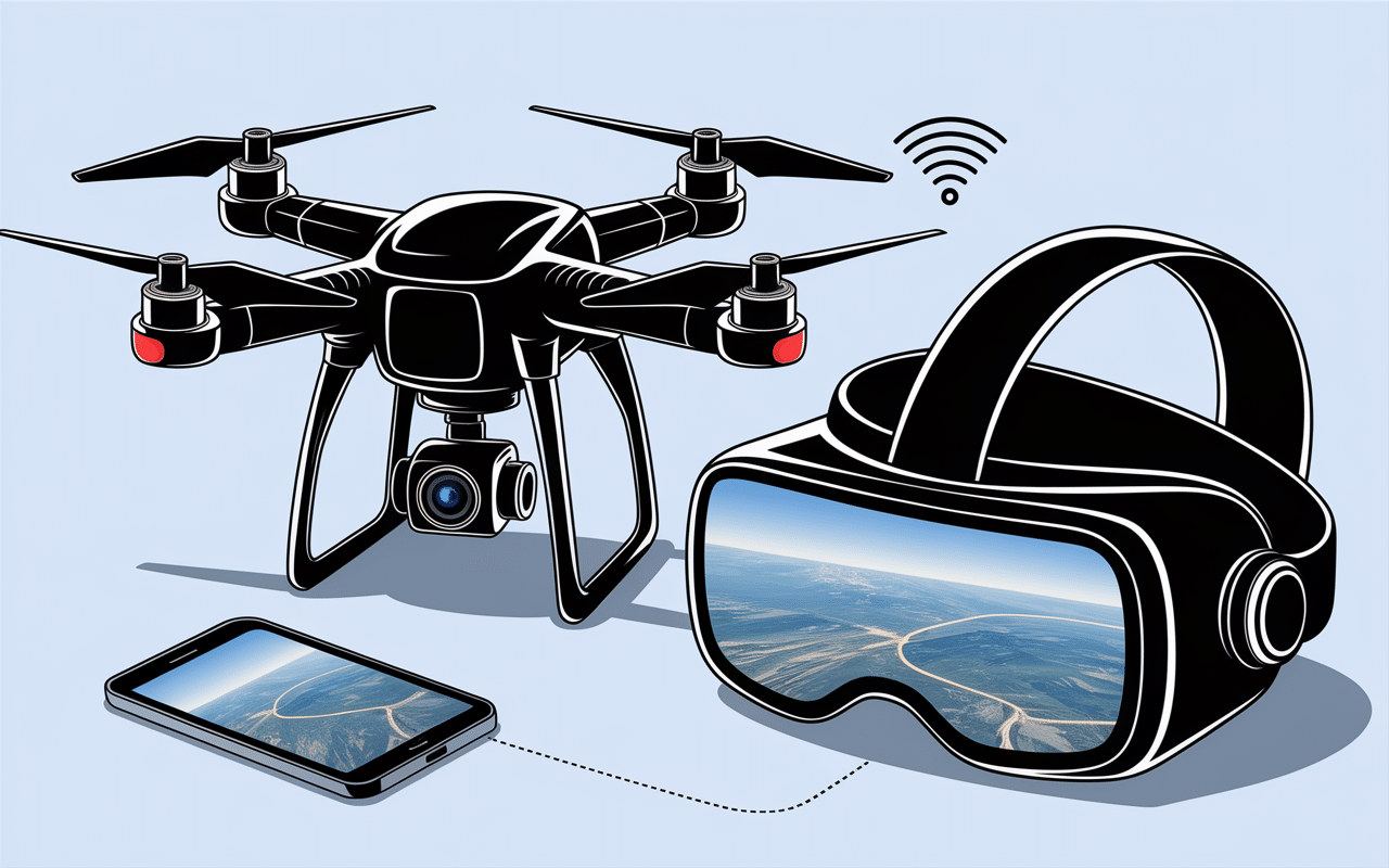 Drone connecté à casque VR par ondes wifi