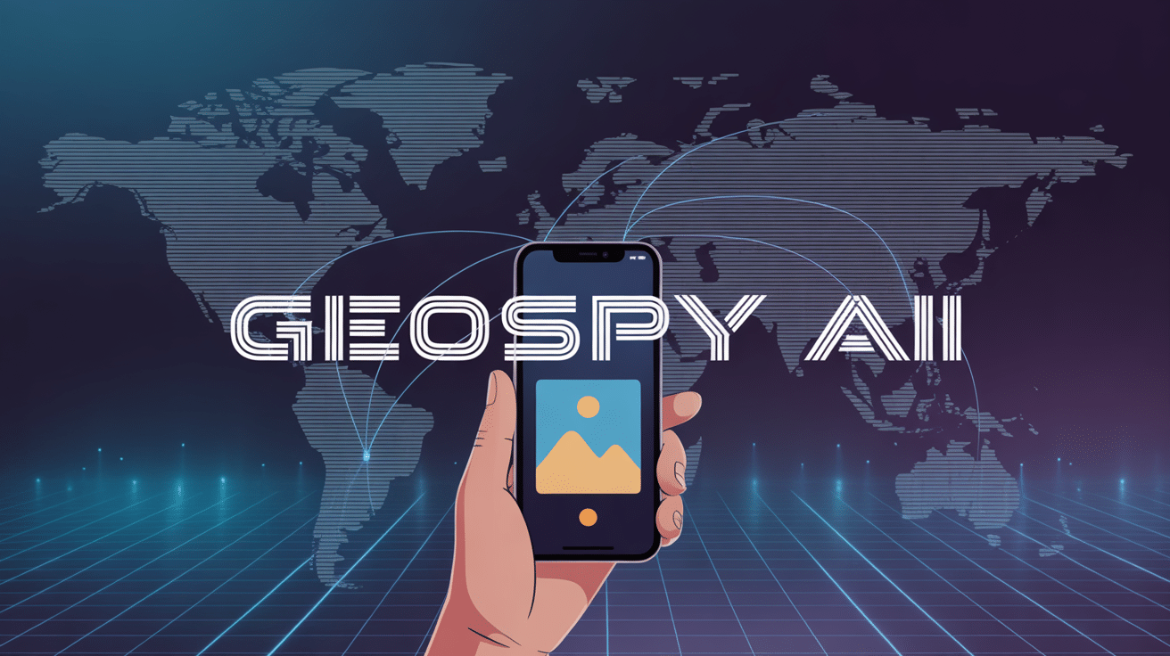 Smartphone avec photo et carte GeoSpy AI