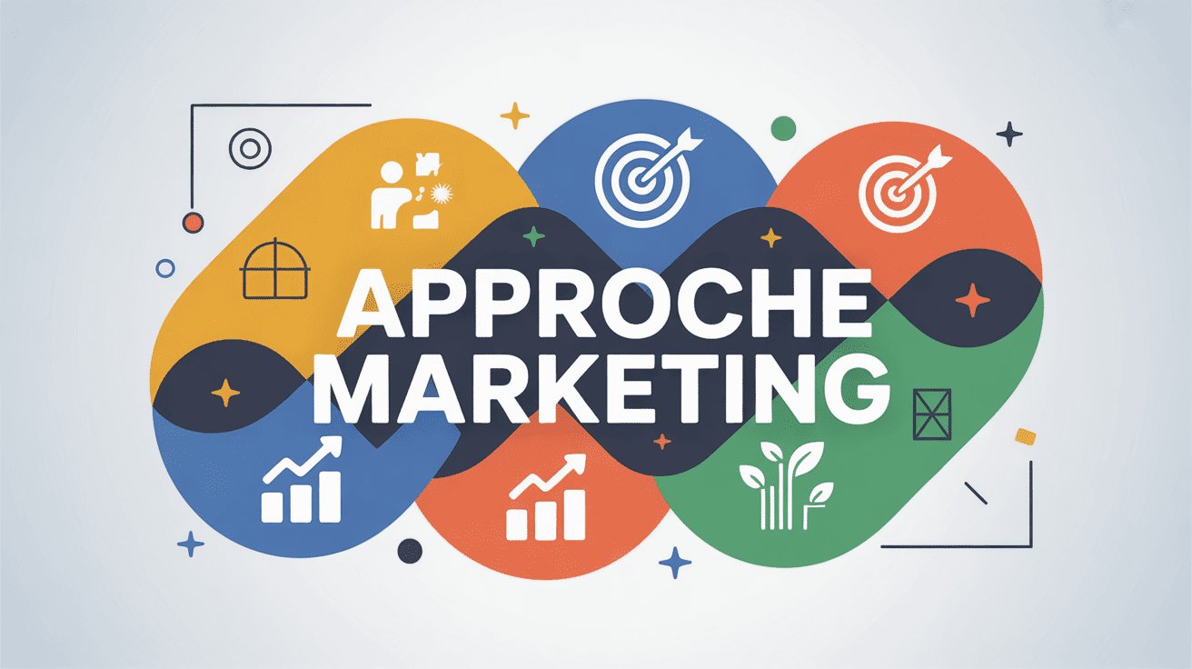 Approche marketing avec engrenages et icônes