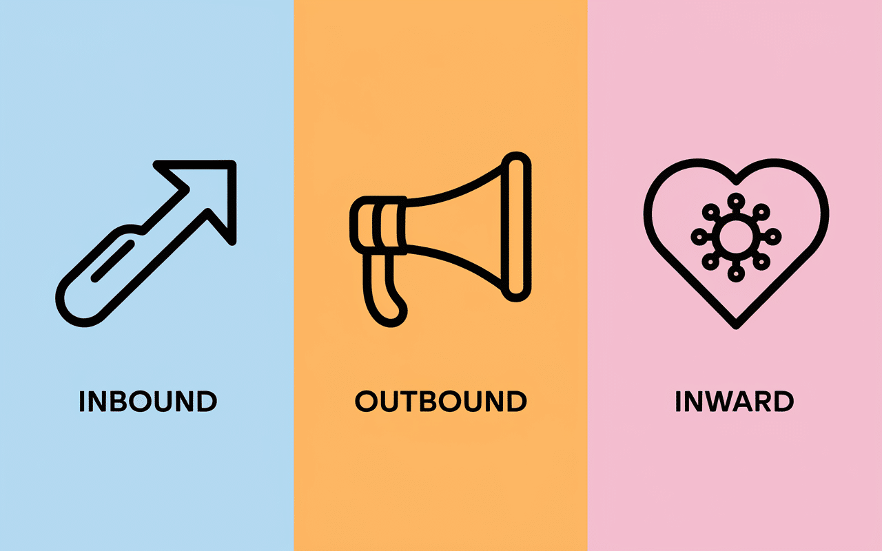 Schéma comparatif inbound outbound inward marketing