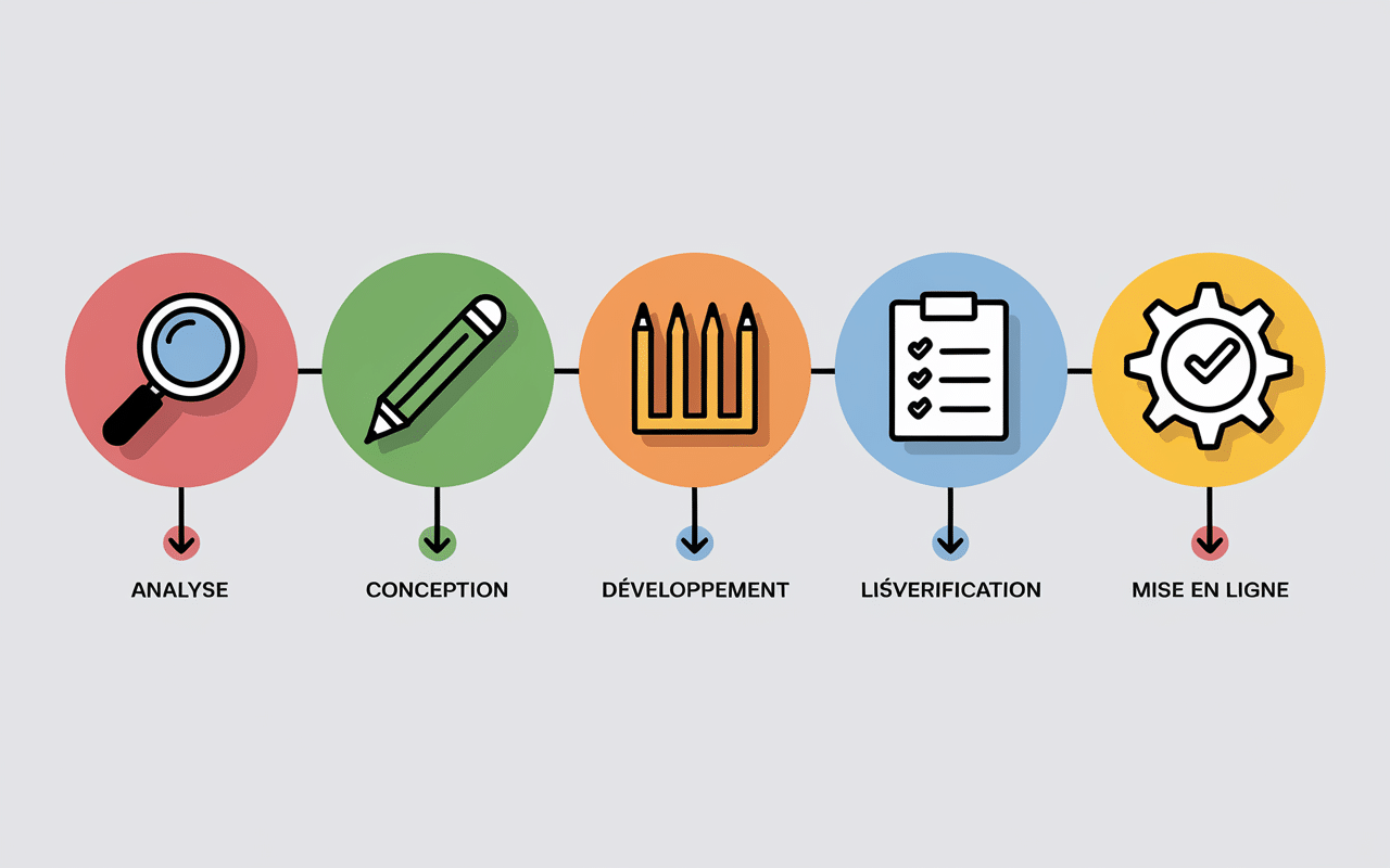 Infographie étapes processus création site internet agence limitless.com