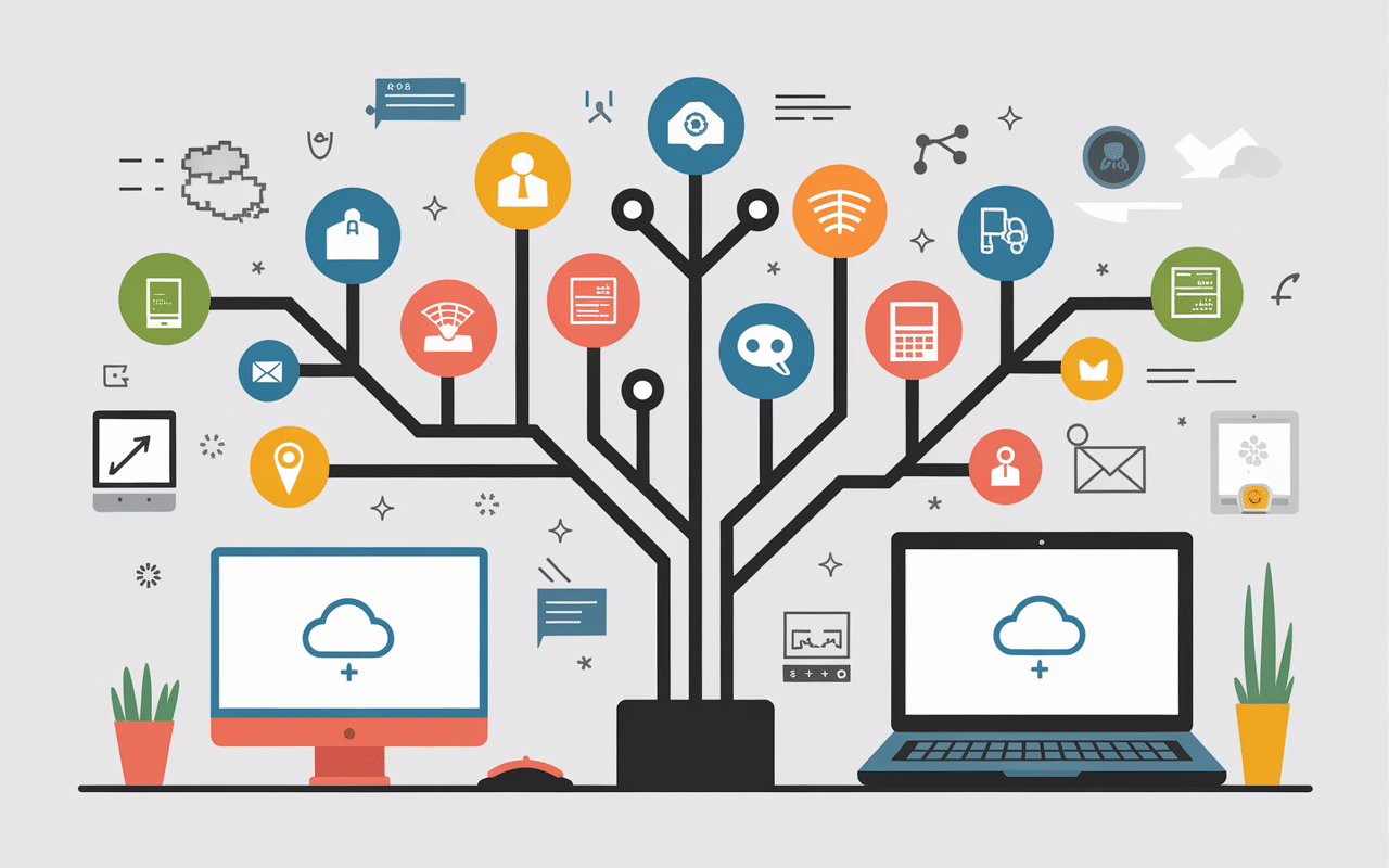 Carte mentale numérique stylisée MindMeister Software