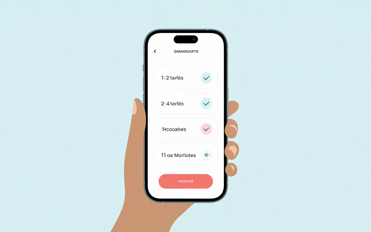 Écran smartphone avec étapes d'inscription