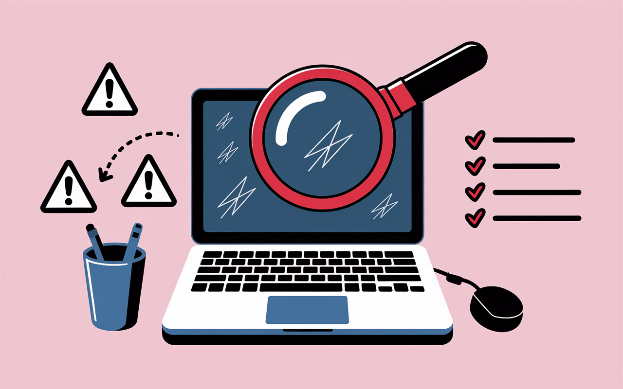 loupe sur ordinateur portable défectueux