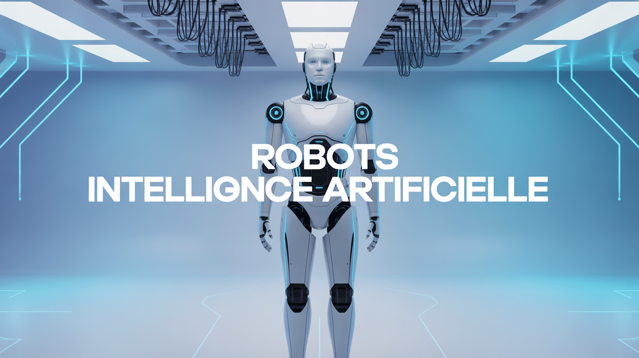 Robot humanoïde IA dans un environnement technologique