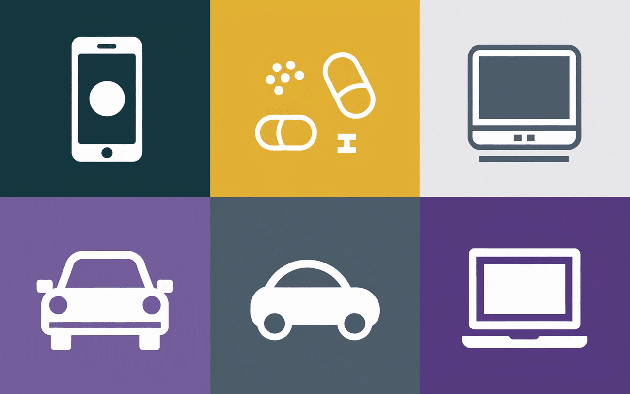 Icônes de secteurs divers sous le nom Simply