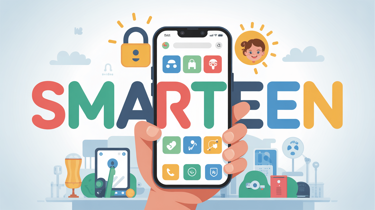 Smartphone smarteen avec icônes de sécurité pour enfants