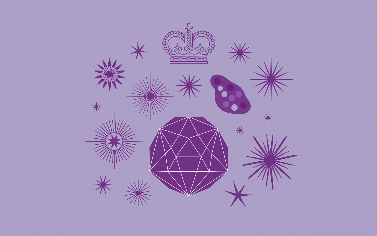 Symboles couronne étoiles palette logo violet