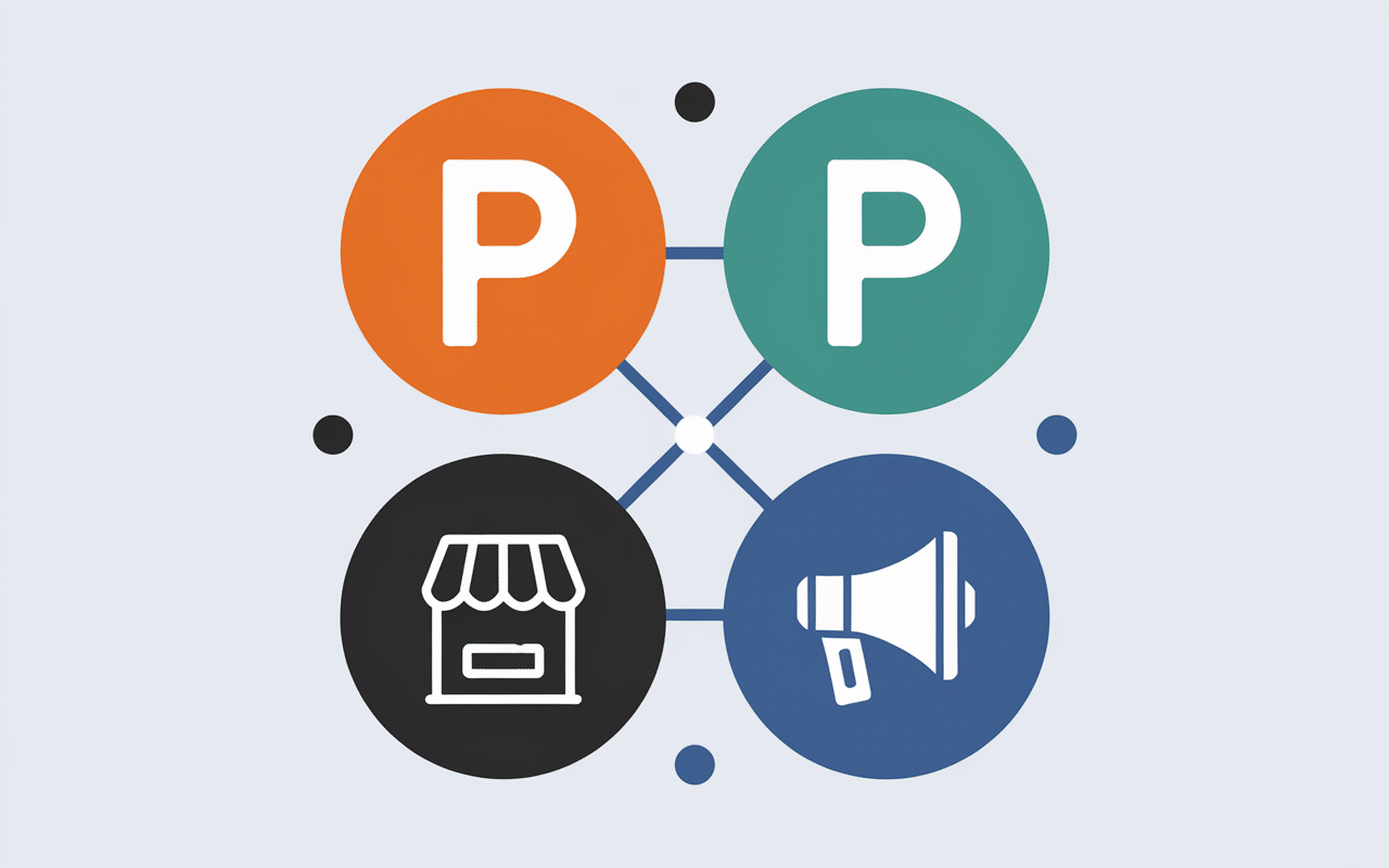 Diagramme marketmix 4P infographie