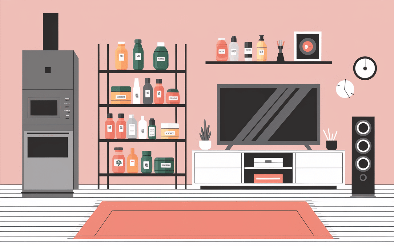 Objets du quotidien illustrant marques en d