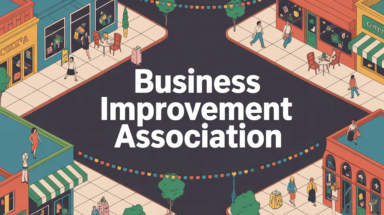 business improvement association vue aérienne quartier commercial animé