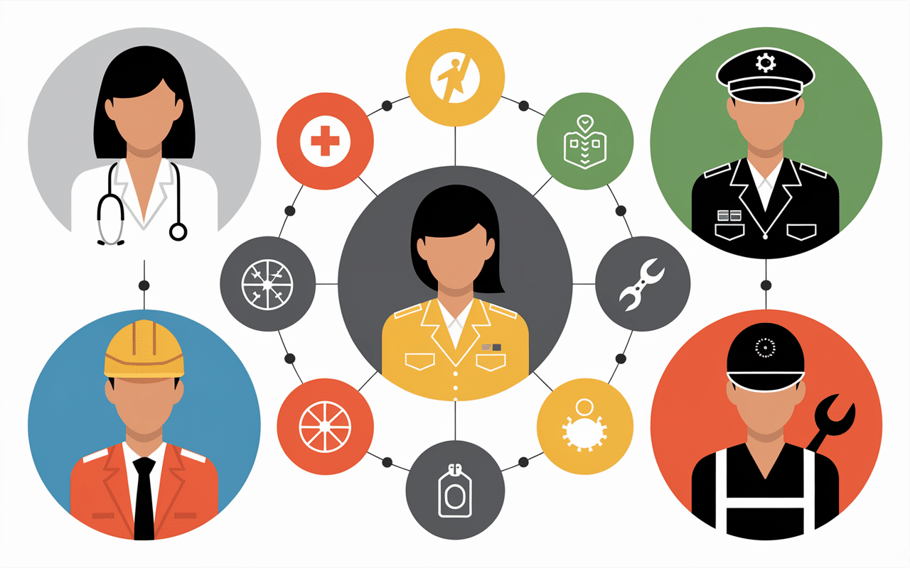 Infographie métiers en s santé services industrie