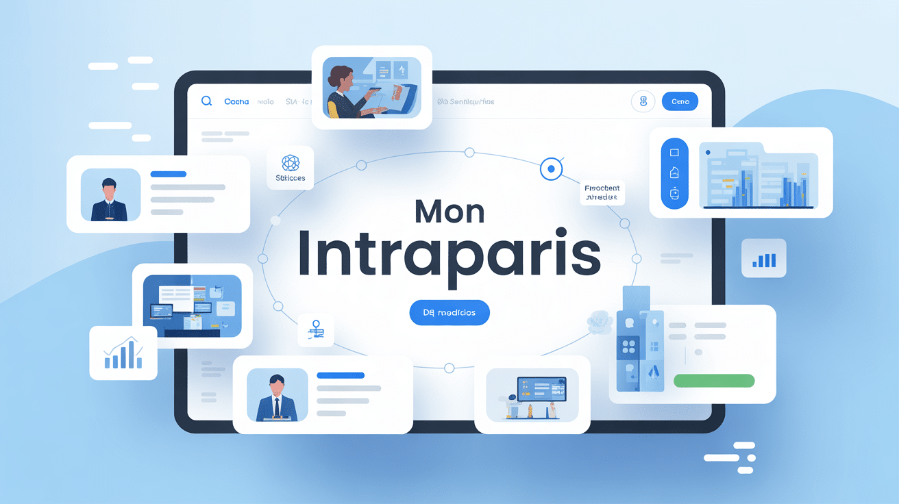 Vue du tableau de bord Mon IntraParis avec icônes services