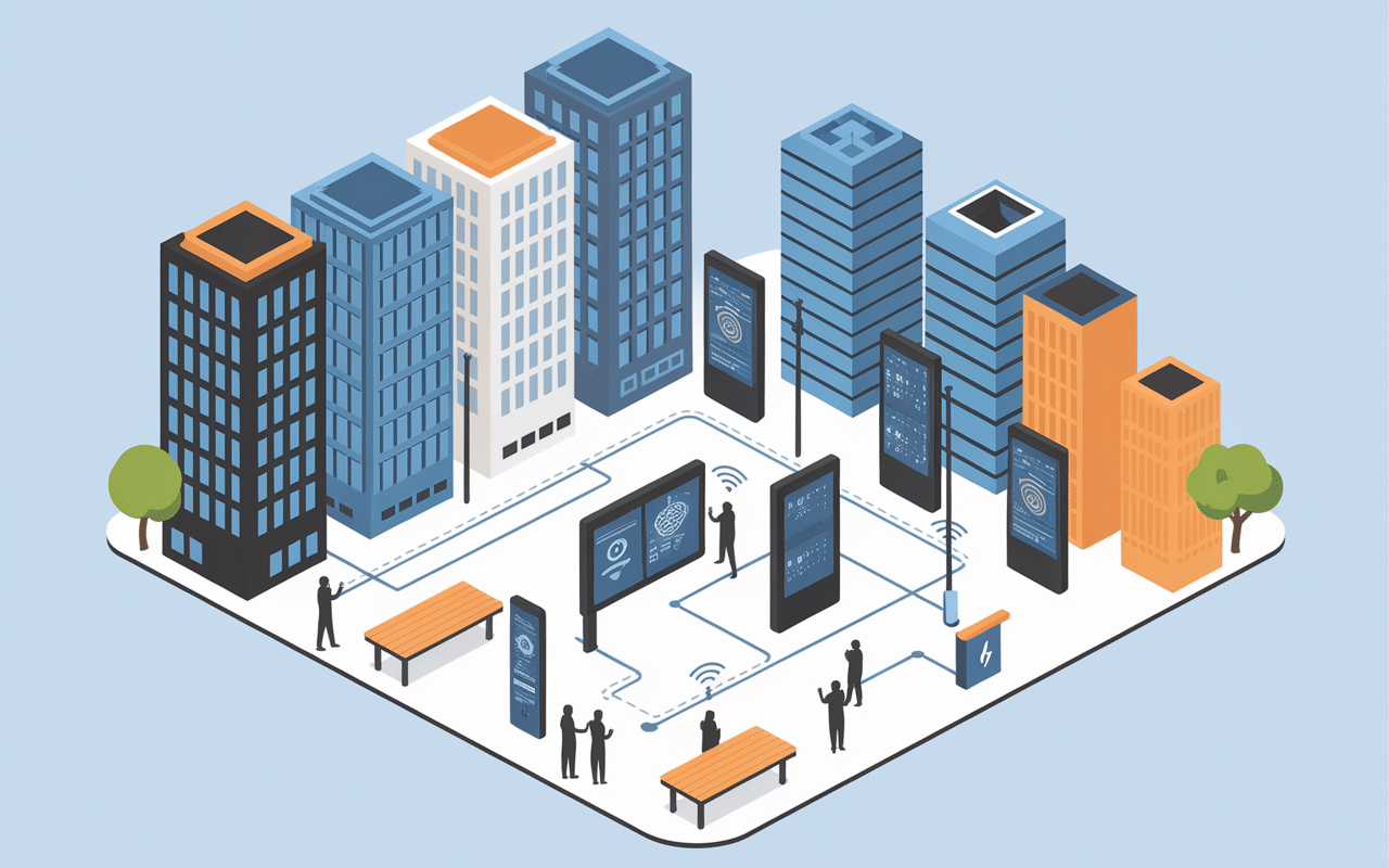 Quartier urbain connecté urban web illustration