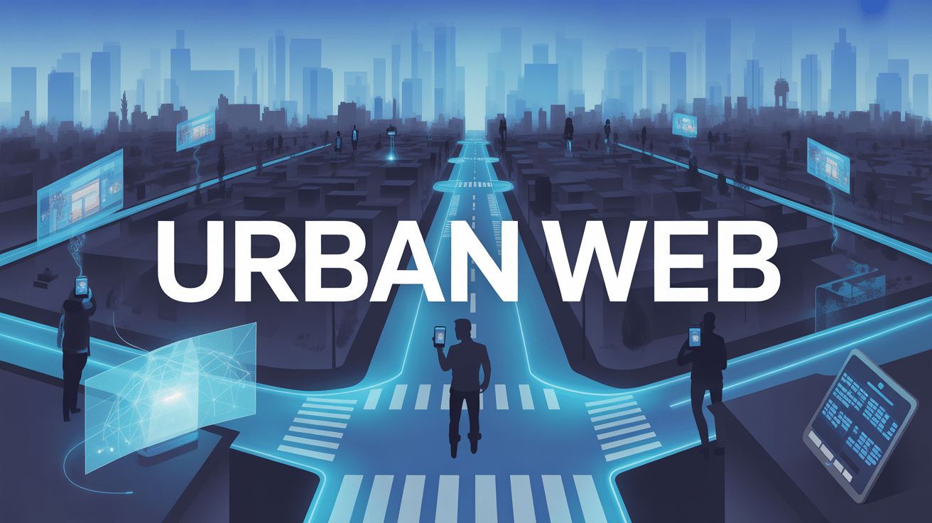 Vue aérienne d'une ville urban web illuminée