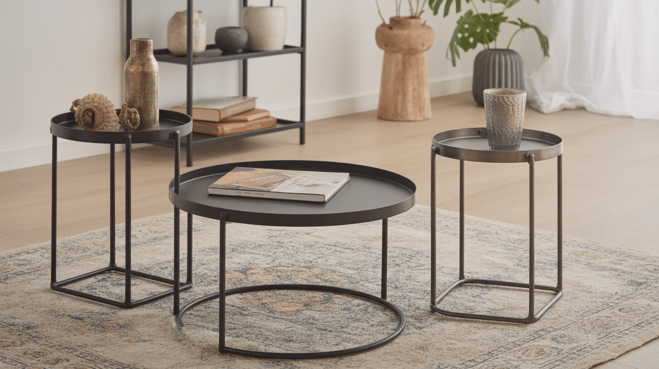 Différents styles de tables d appoint metal