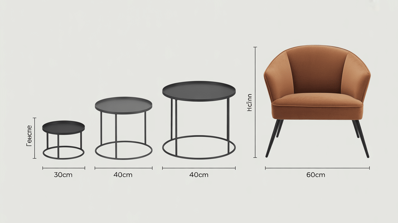 Tailles et dimensions table d appoint metal comparées