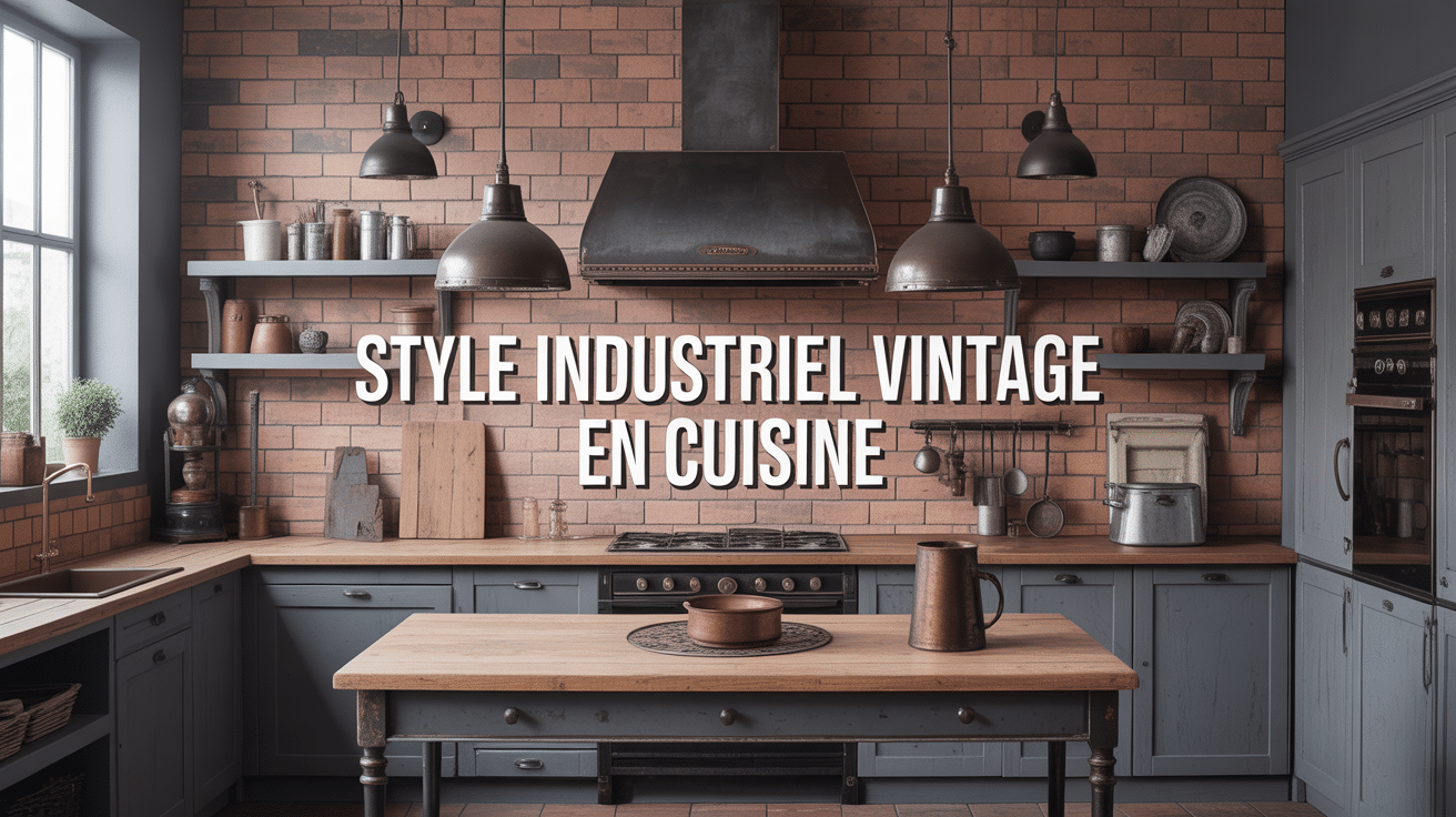 Cuisine style industriel vintage avec brique et métal