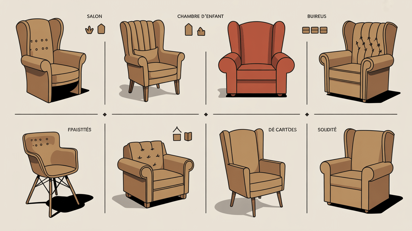 Fauteuils en carton infographie maison