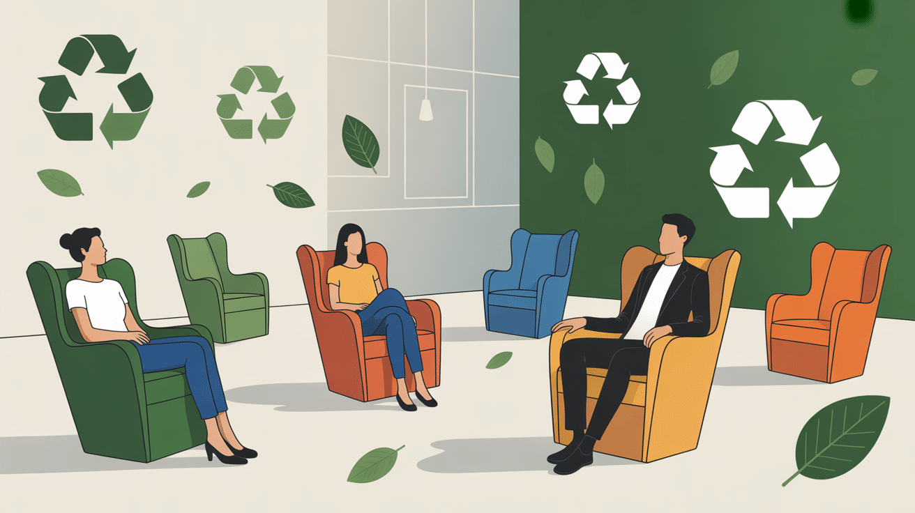 Fauteuils en carton variés symbole ecologie