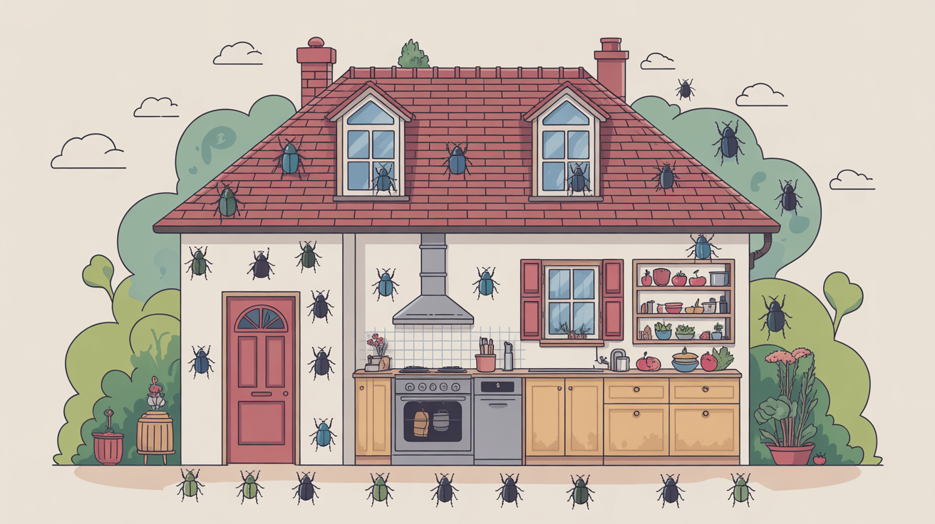 Scarabée noir dans la maison points d'entrée et trajets