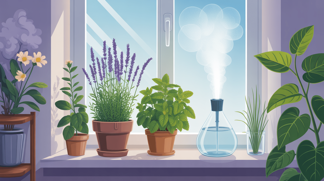 Moustiquaire et plantes aromatiques contre chenille dans la maison