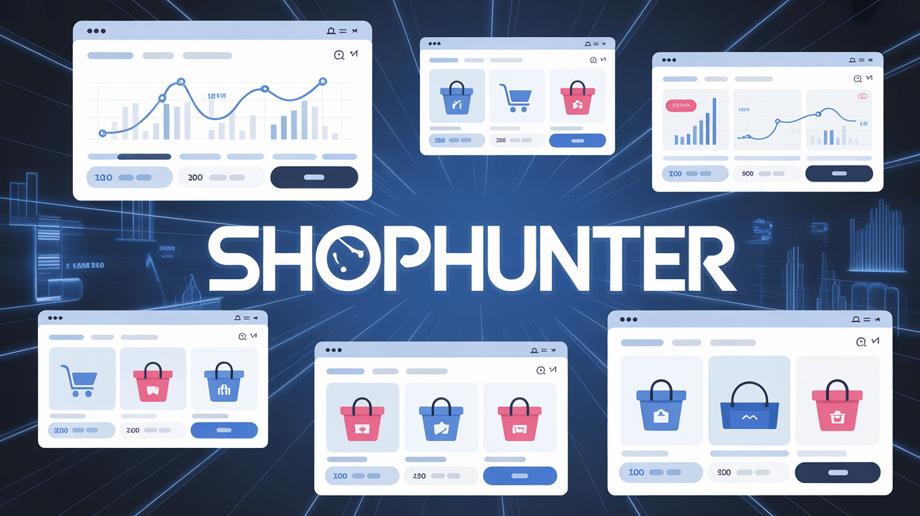 interface shophunter e-commerce graphiques données