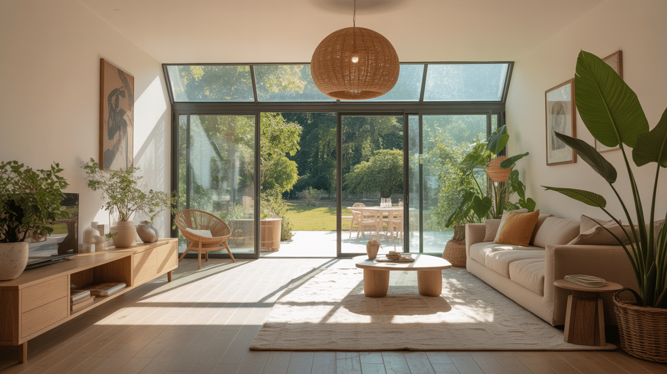 Salon sunlight house baigné de lumière naturelle