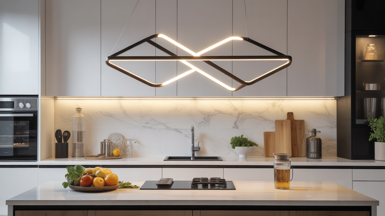 Suspension cuisine originale formes géométriques lumière optimale