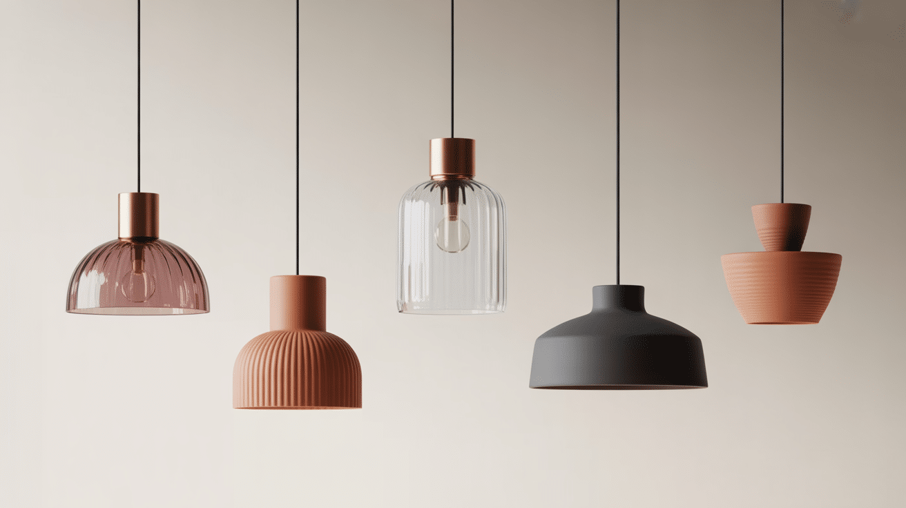 Suspension cuisine originale cuivre rotin verre cuisine