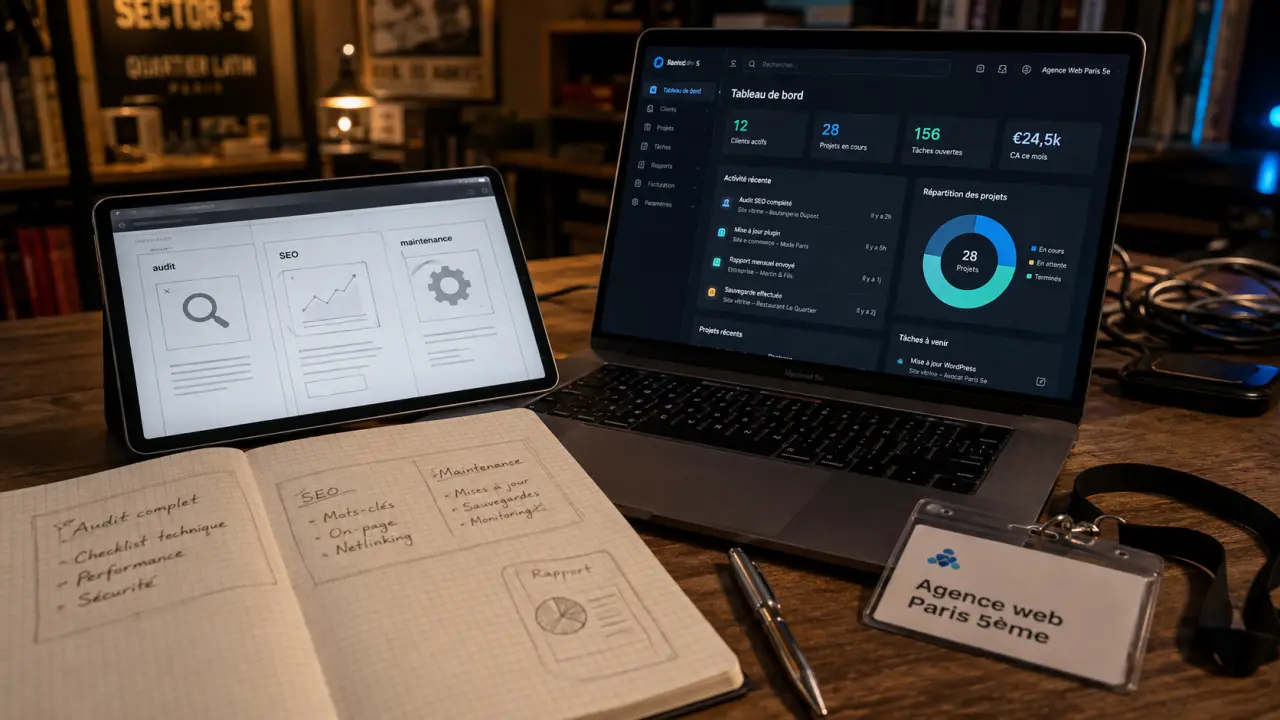 agence web paris 5ème : carnet, maquette UX et suivi client