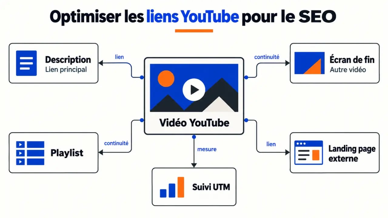 Comment optimiser ses liens YouTube pour booster son SEO avec un parcours entre description, écran de fin, playlist et suivi UTM